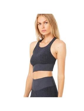 ALO YOGA Alosoft Serenity Sports Bra Sleeveless Navy Heather Medium Excellent